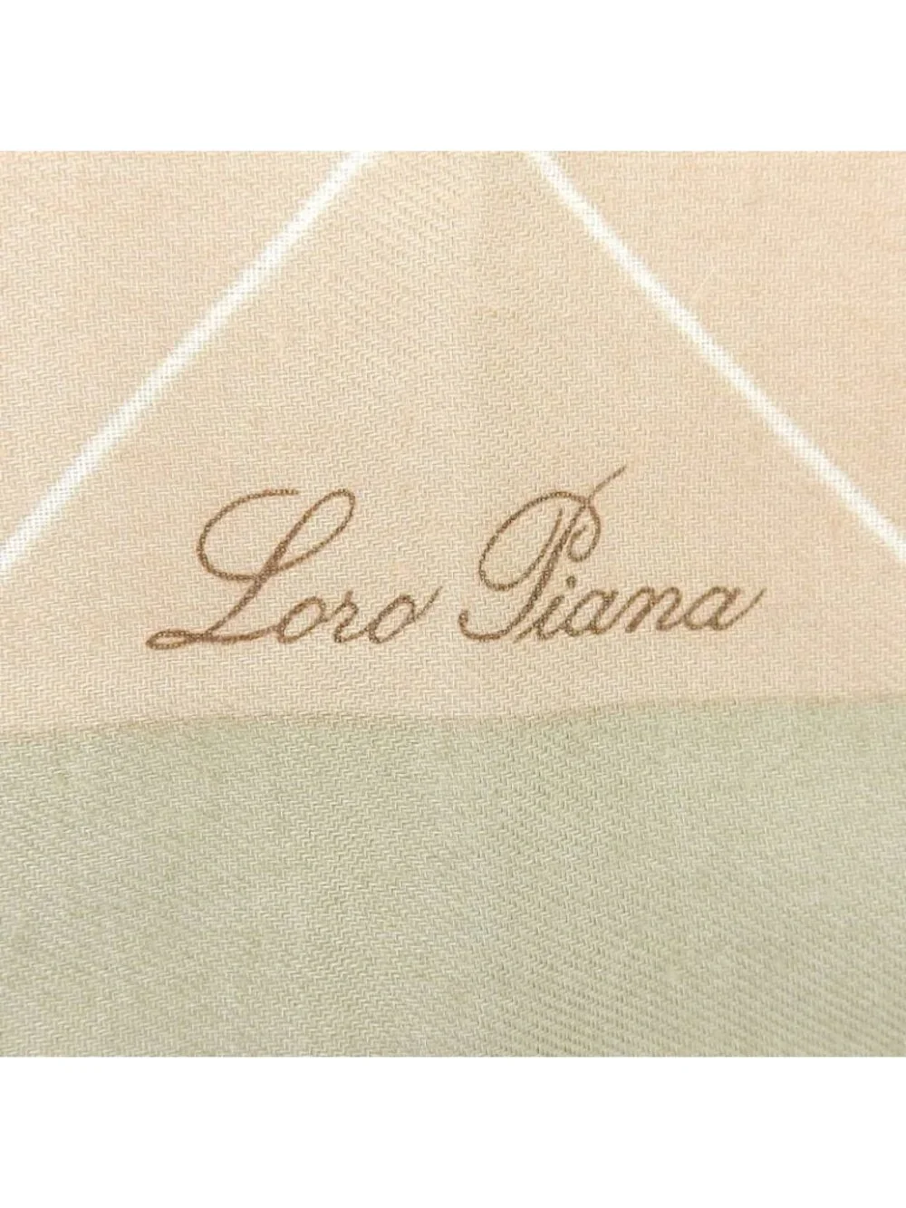 Loro Piana Cashmere Silk Logo Scarf Shawl Brown Beige